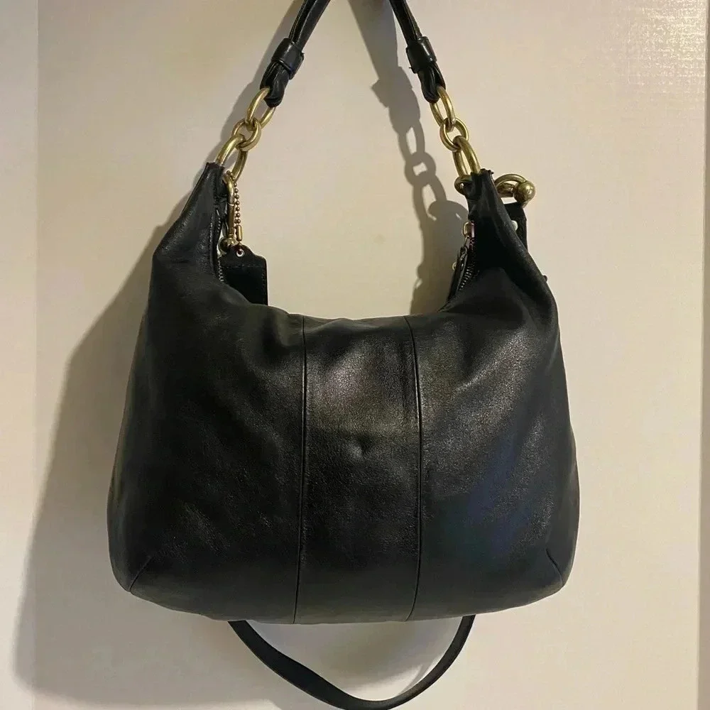 Coach Black leather crossbody handbag